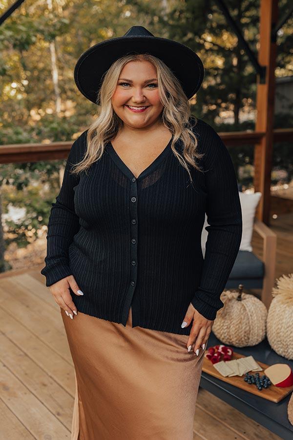 Fresh Breeze Ribbed Cardigan In Black Curves Product Image