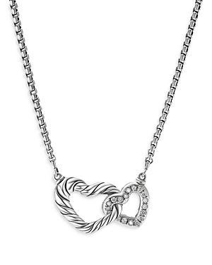 Womens Cable Collectibles Double Heart Necklace With Diamonds Product Image