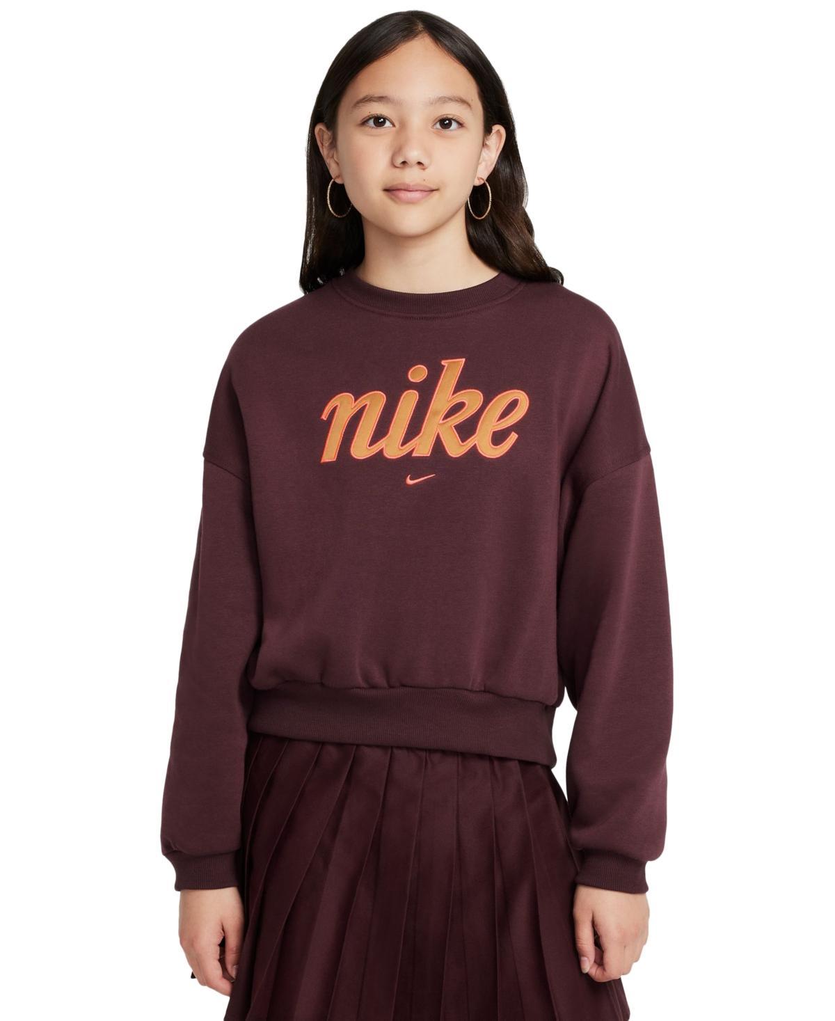 Nike Girls Sportswear Club Fleece Boxy Crewneck Sweatshirt Product Image