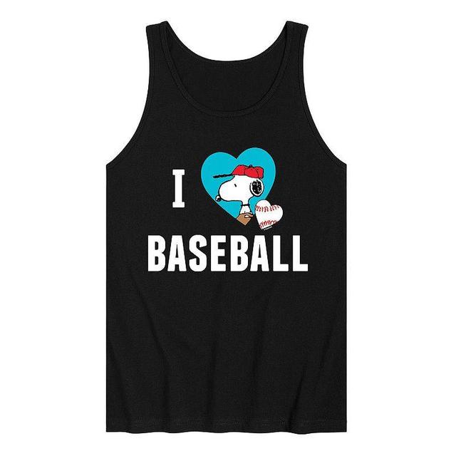 Mens Peanuts I Love Baseball Tank Top Athletic Grey Product Image