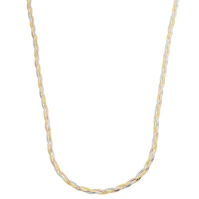 Au Naturale 10k Tricolor Gold Herringbone Chain Necklace, Womens 10k  Tn Product Image