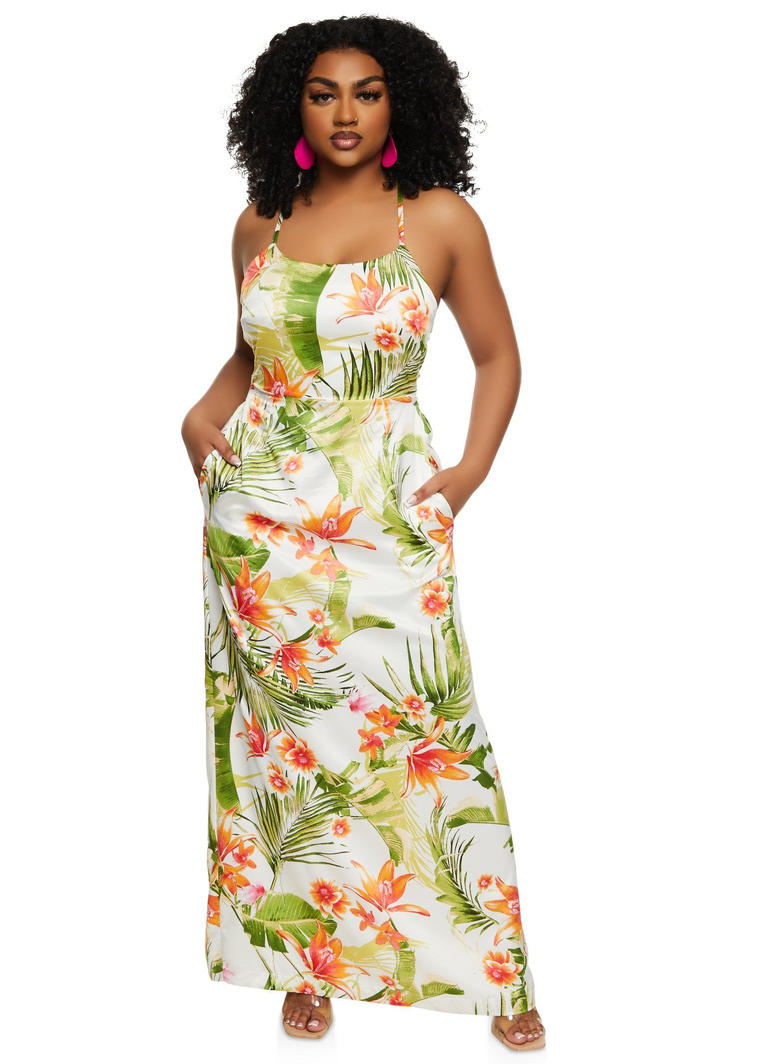 Womens Haute Monde Tropical Print Cami Maxi Dress Product Image