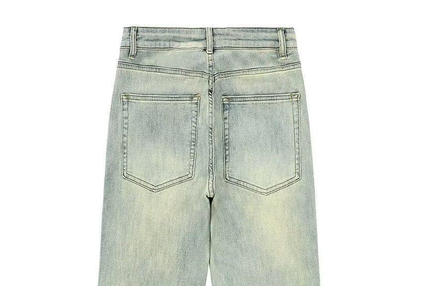 High Rise Washed Straight Leg Jeans Product Image