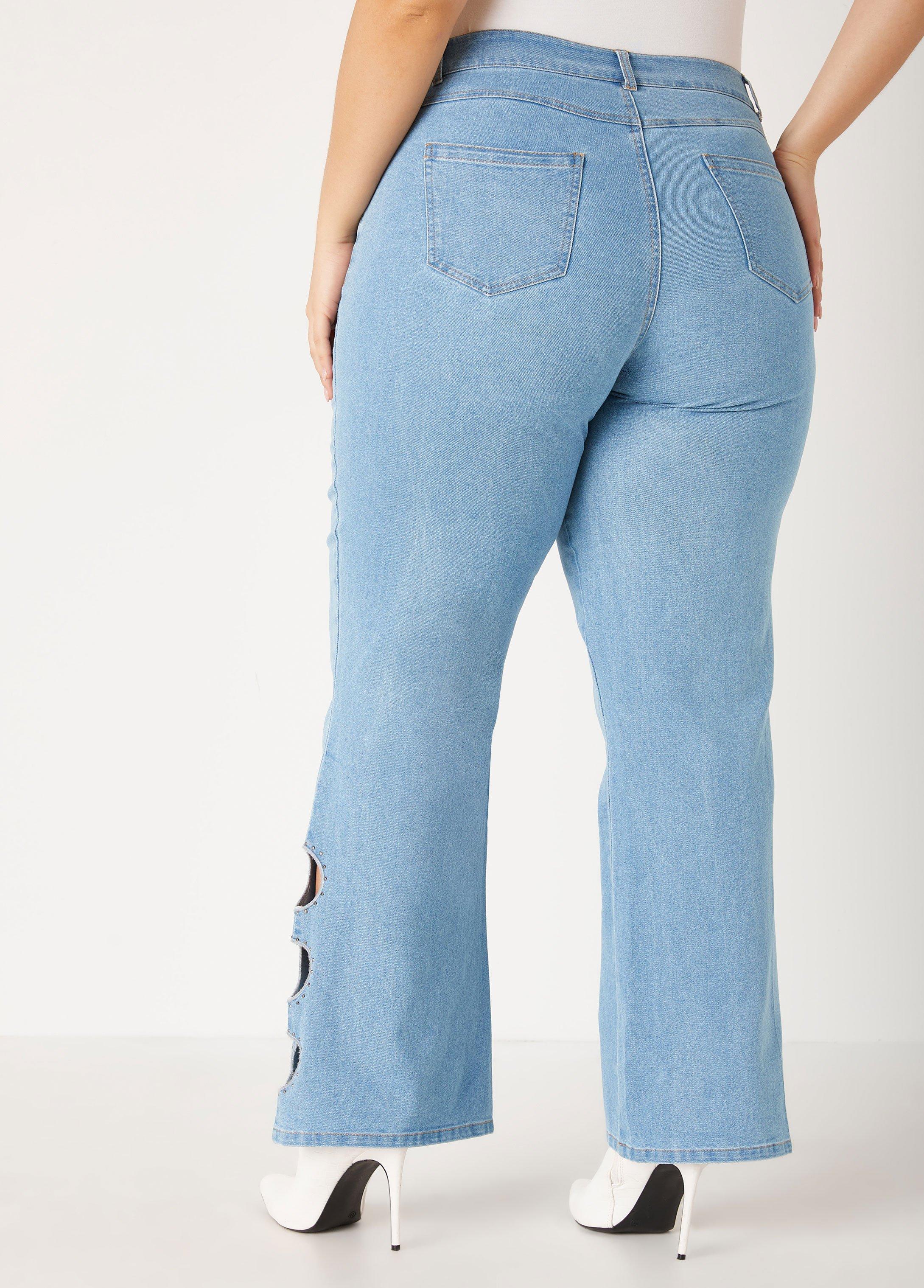 Crystal Cutout Bootcut Jeans Product Image