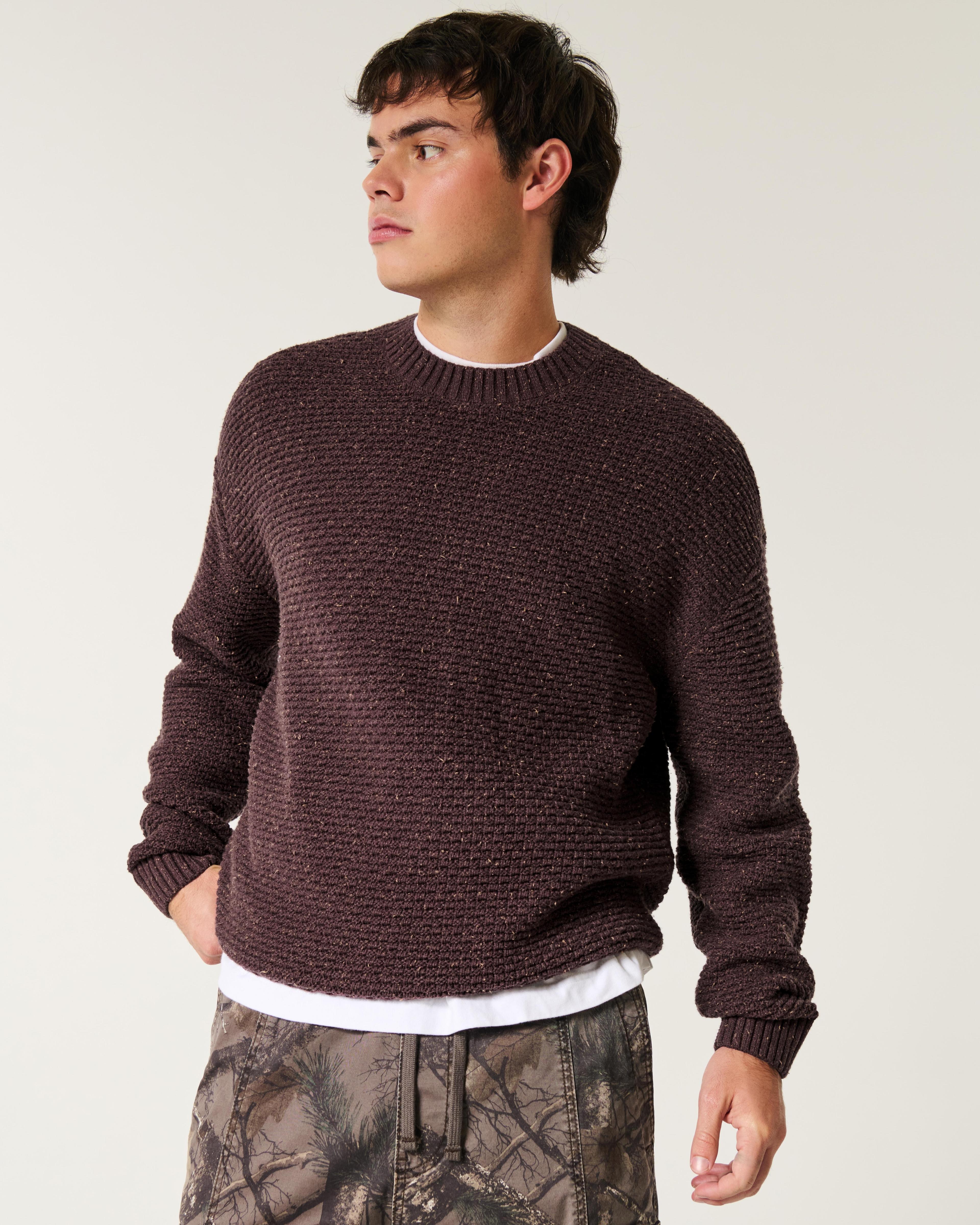 Boxy Cable-Knit Crew Sweater Product Image