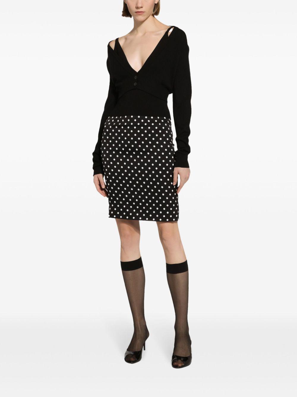 Polka-dot Print Pencil Skirt In Pois Product Image