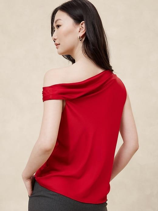 Off-Shoulder Satin Blouse Product Image