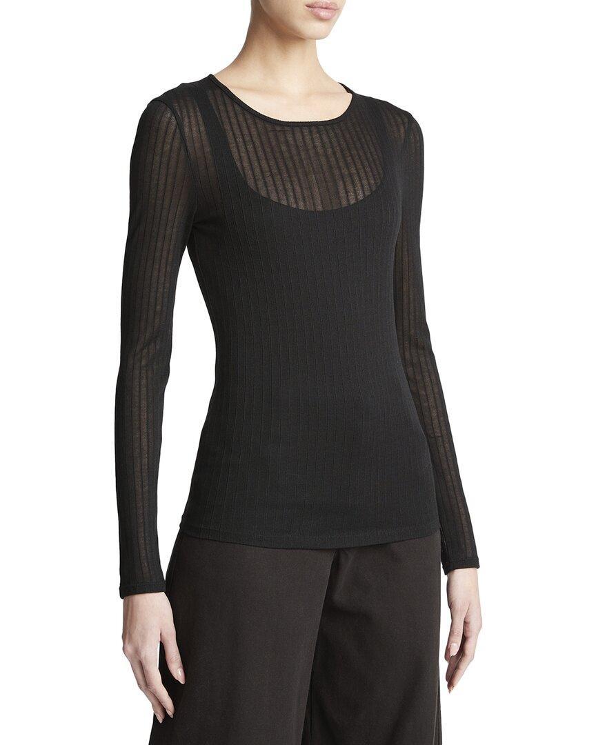 VINCE Sheer Knit Top In Black Product Image