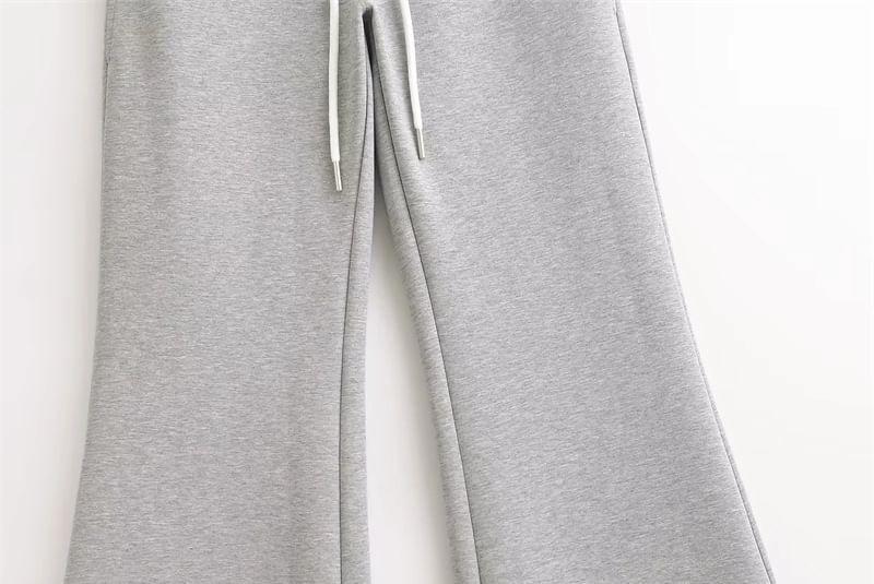 Drawstring Waist Plain Flared Sweatpants Product Image