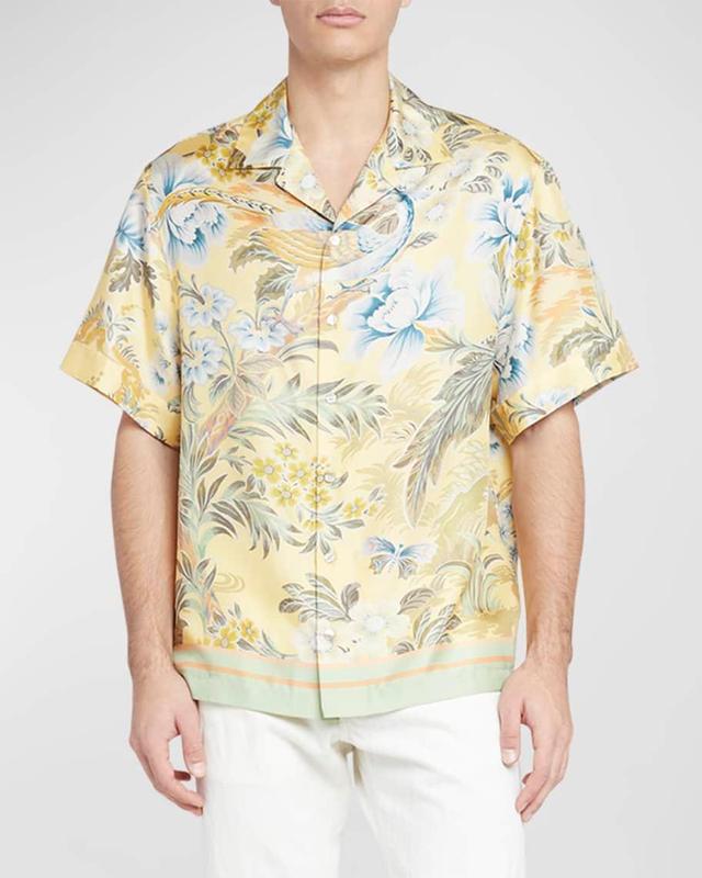 Mens Floral Silk Camp Shirt Product Image