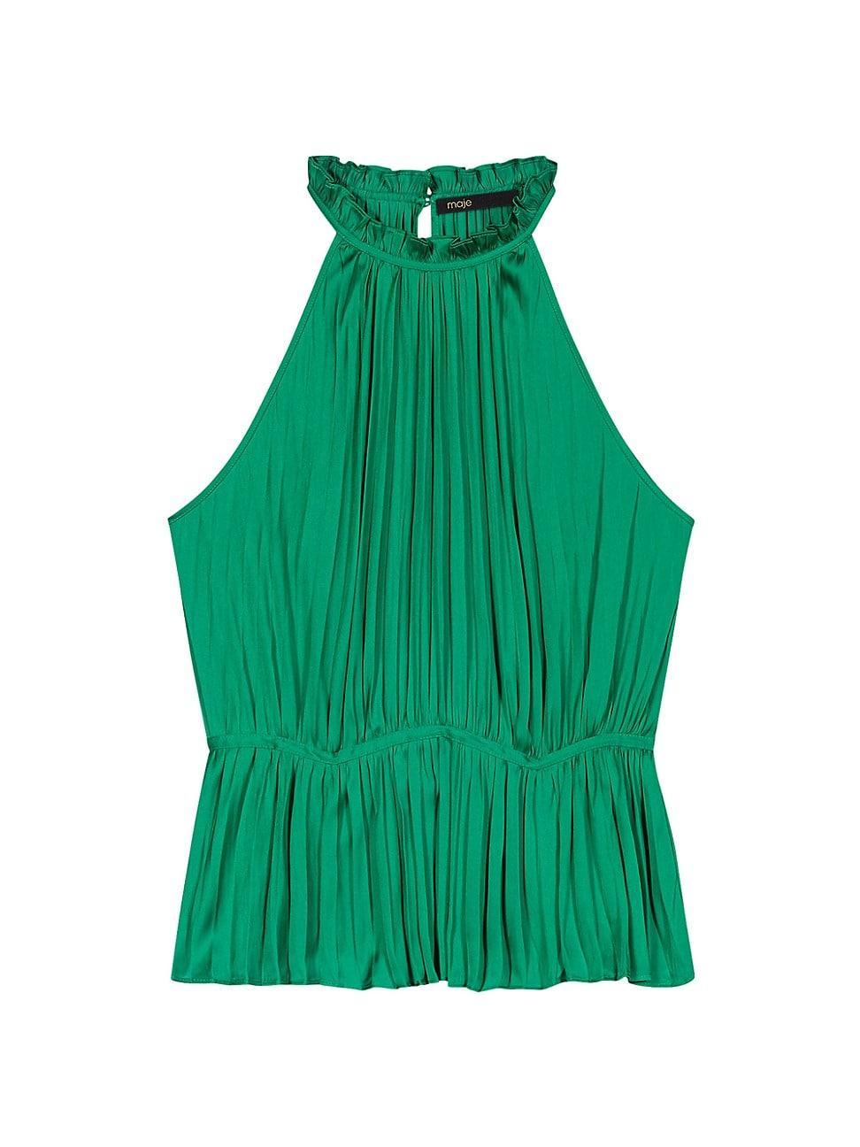 Womens Pleated Satin Top Product Image