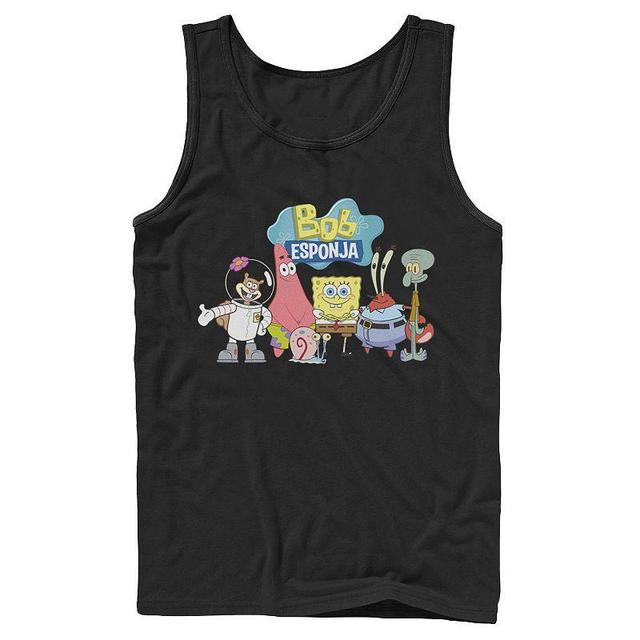 Mens Nickelodeon SpongeBob SquarePants Bob Esponja Happy Group Shot Graphic Tank Top Black Product Image