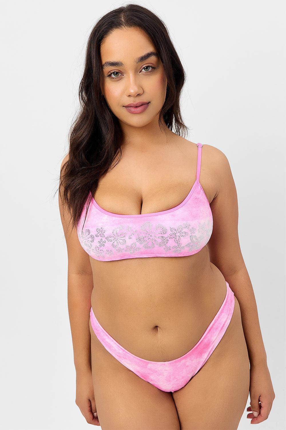 Dallas Terry Bralette Bikini Top - Distorted Pink Dye Product Image