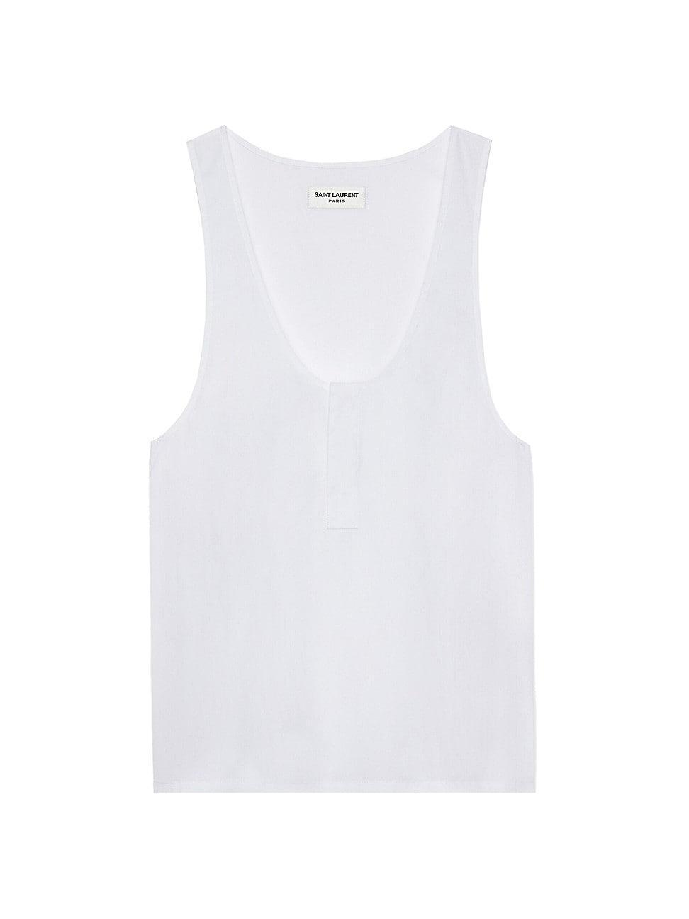 Womens Henley Tank Top in Cotton Poplin Product Image