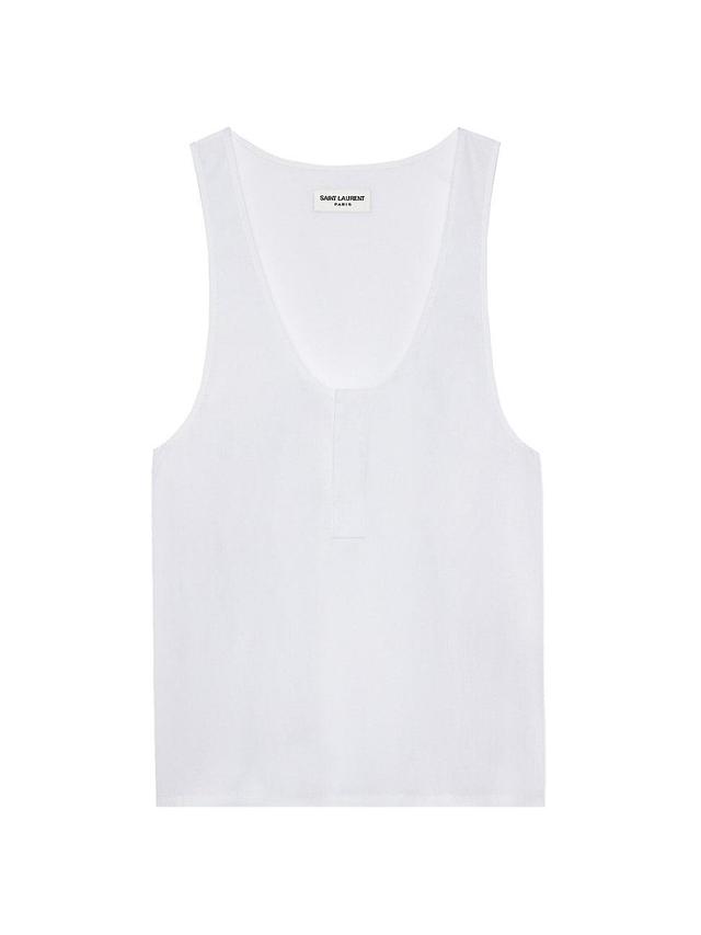 Womens Henley Tank Top in Cotton Poplin Product Image