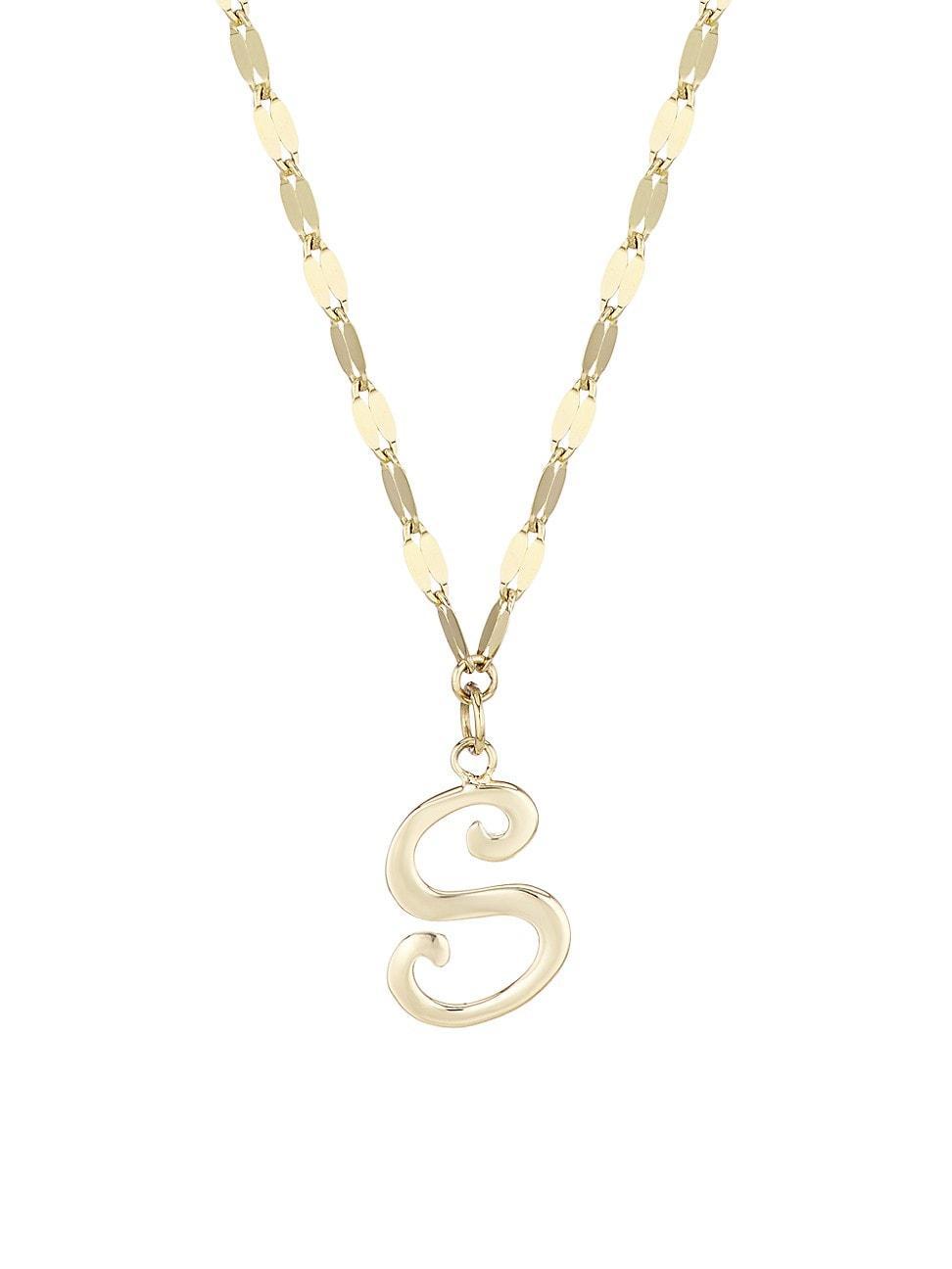 Womens 14K Yellow Gold Cursive Initial Pendant Necklace Product Image