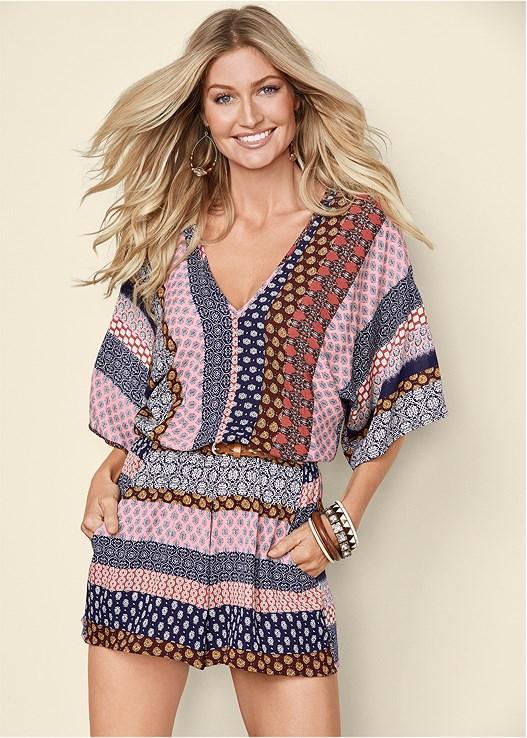 Mixed Print Romper Product Image