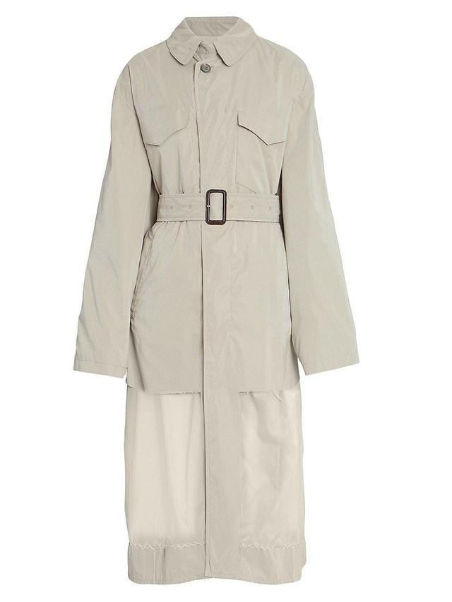 Womens Belted Layered Trench Coat Product Image