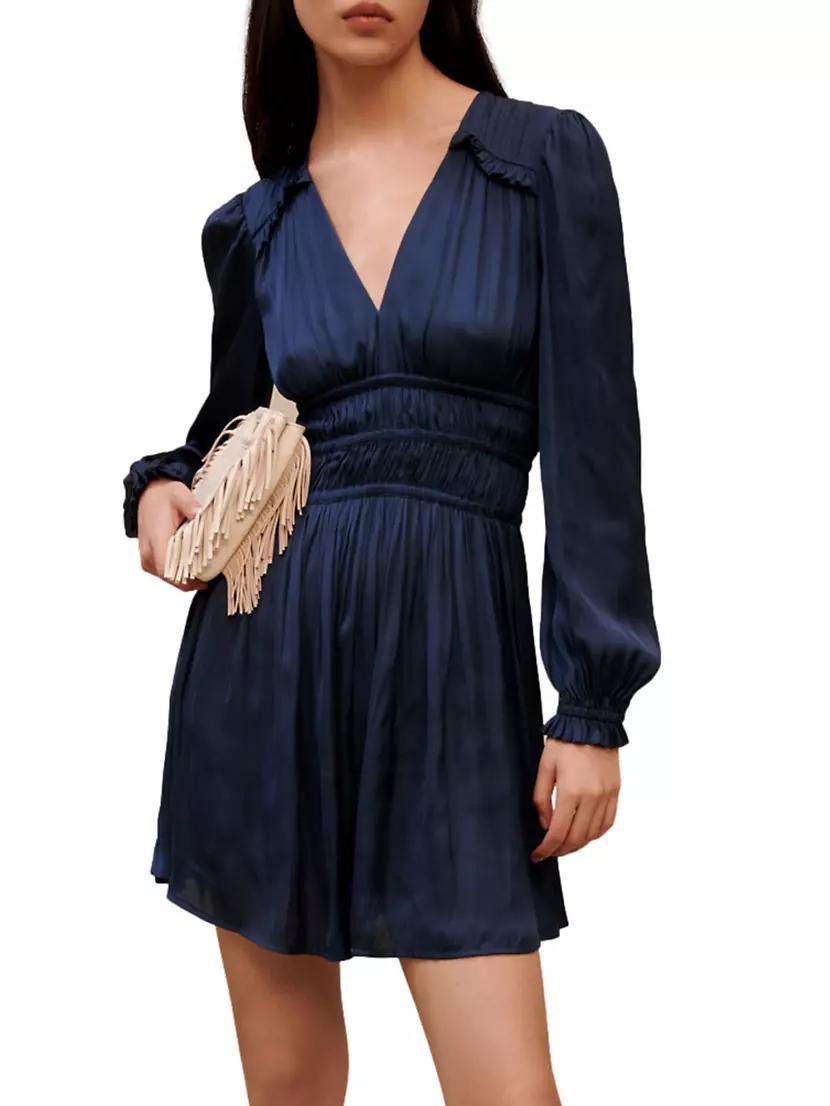 Short Satin Dress With Ruffles Product Image