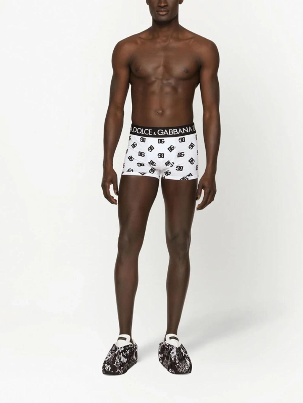 Dg Logo-print Swimming Shorts In White Product Image