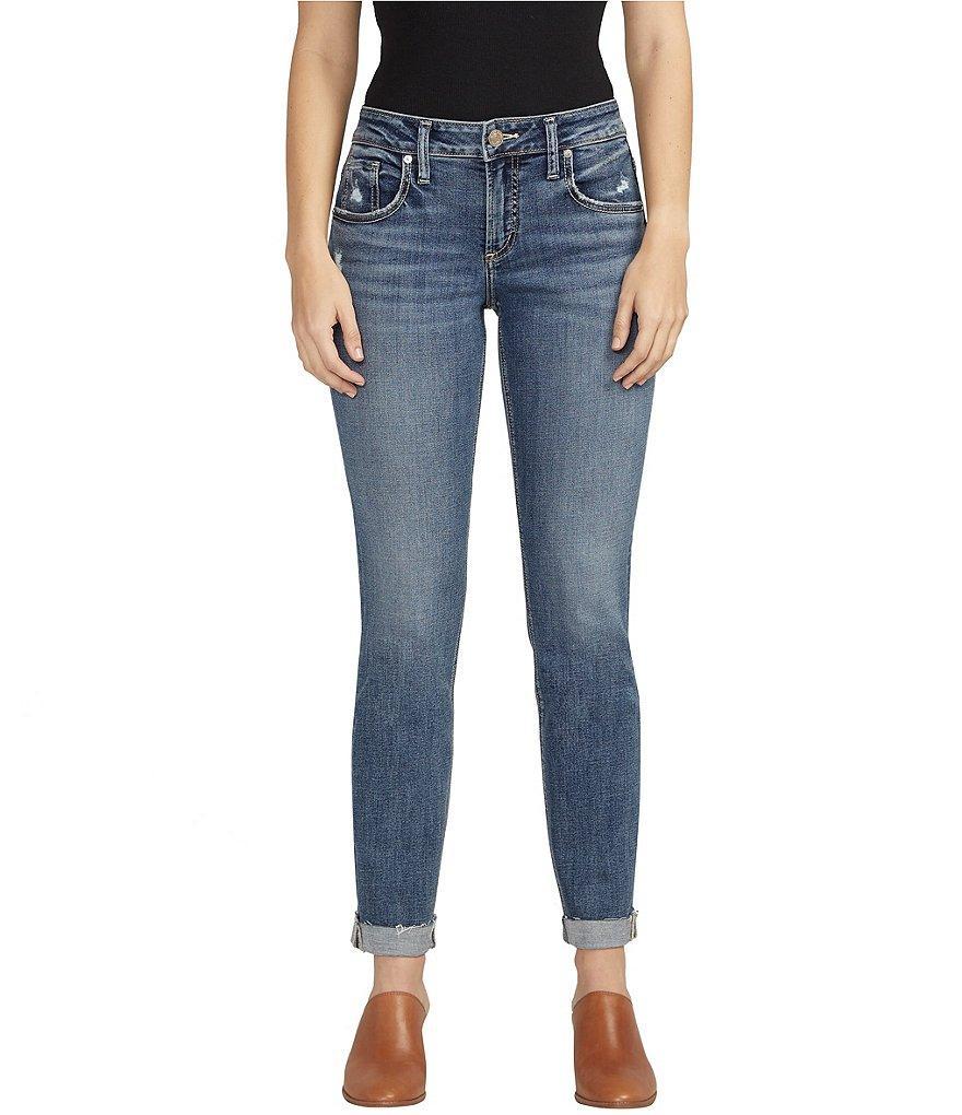 Silver Jeans Co. Mid Rise Cuffed Ankle Slim Jeans Product Image