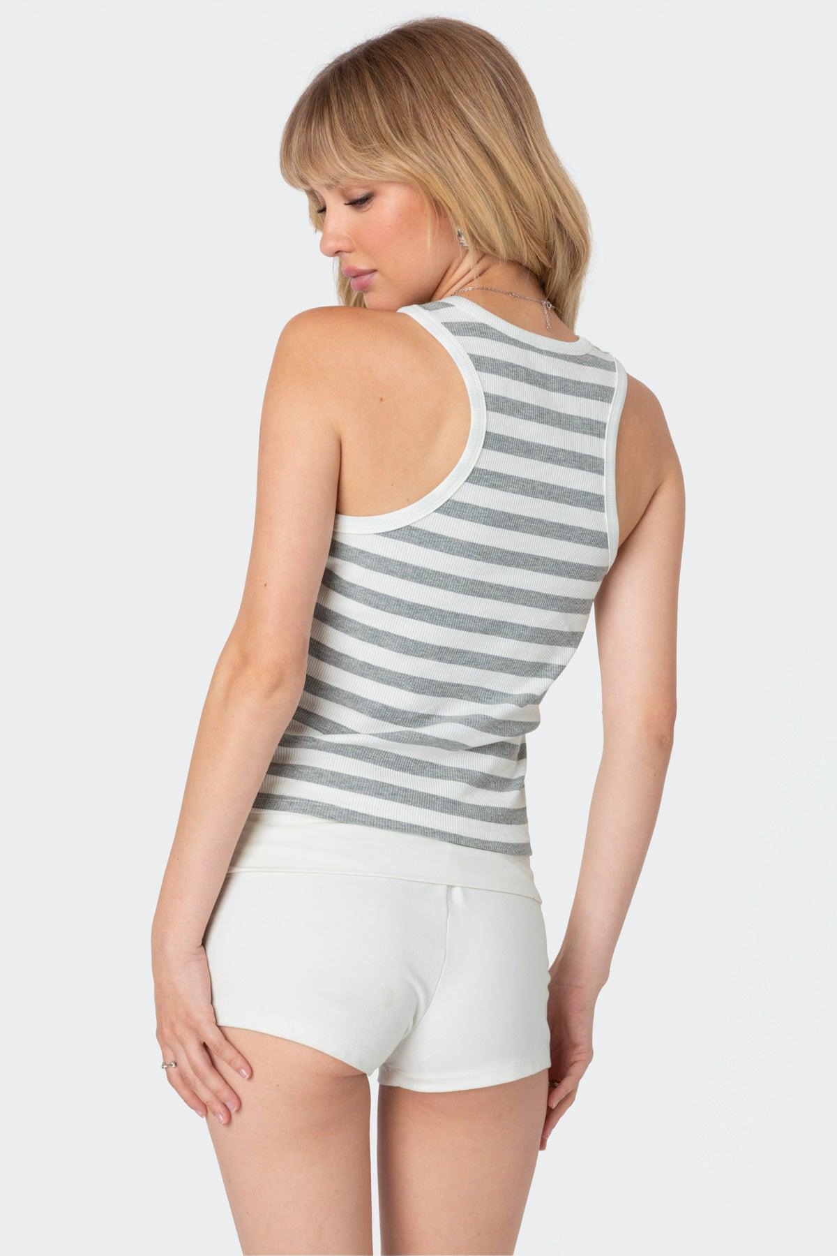 Racer Striped Ribbed Tank Top Product Image