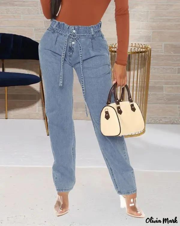 Olivia Mark – High waist jeans with tie detail product image