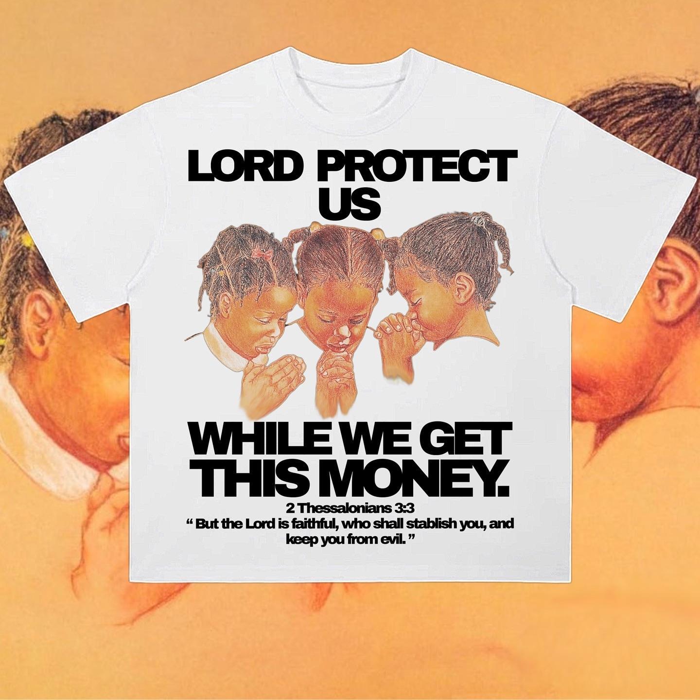 Vintage Lord Protect Us Graphic Cotton T-Shirt Product Image