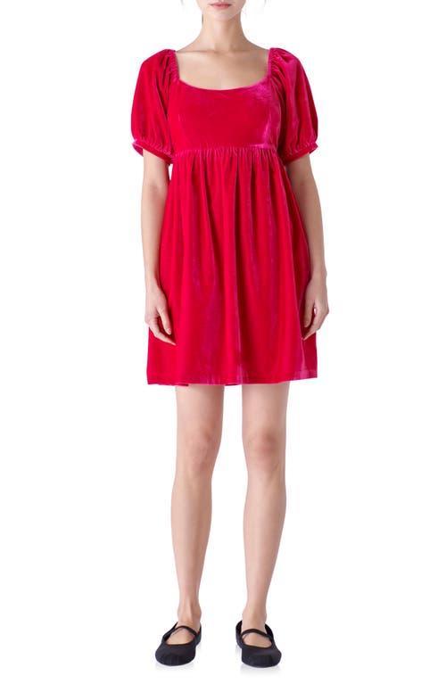 English Factory Puff Sleeve Velvet Babydoll Dress Product Image