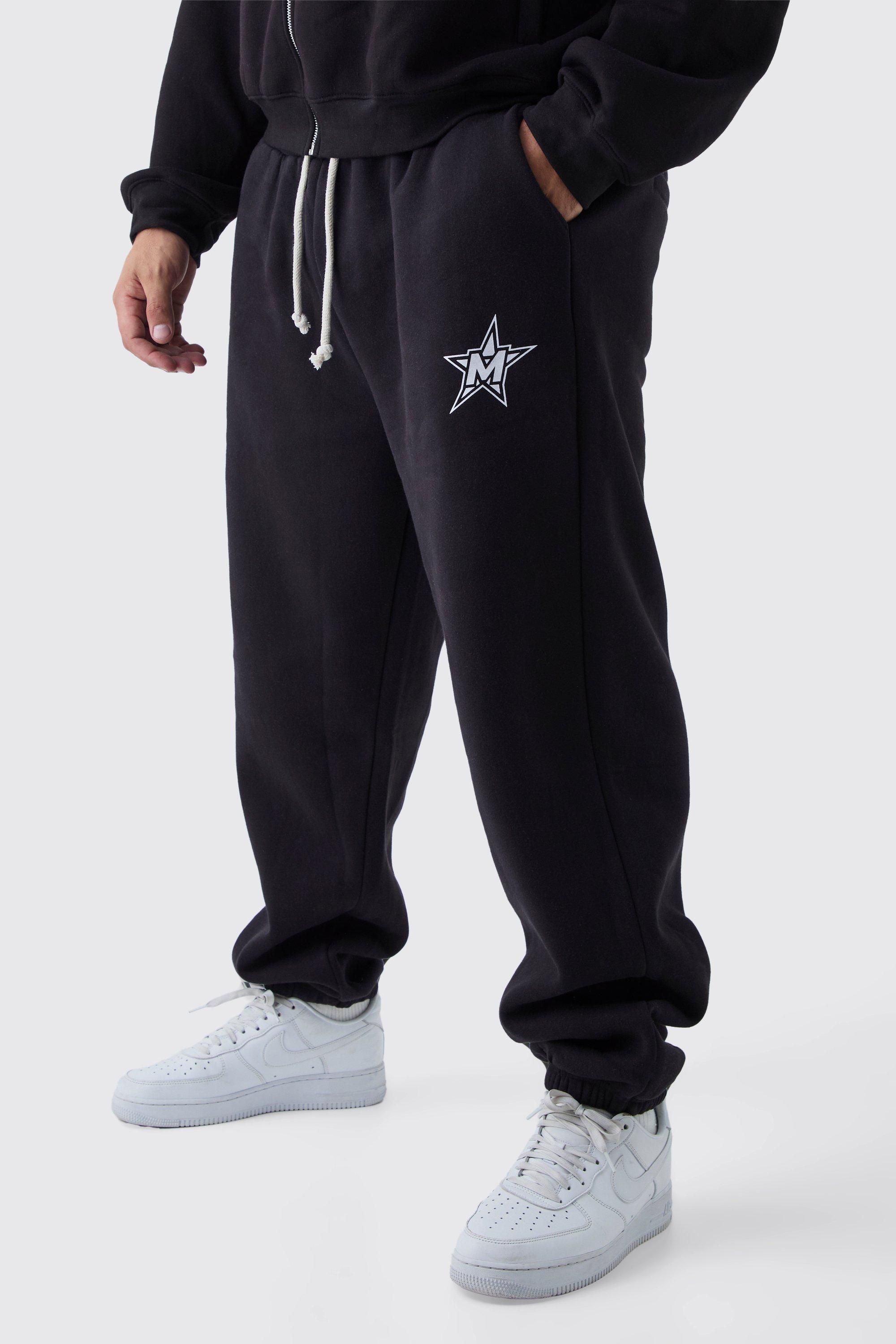 Plus Relaxed M Print Rope Drawcord Sweatpants | boohooMAN USA Product Image