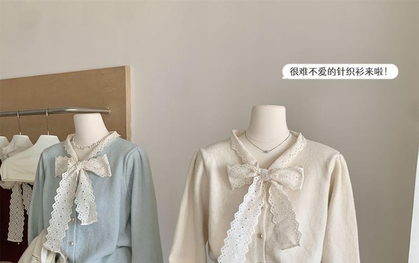 V-Neck Bow Neck Cardigan Product Image