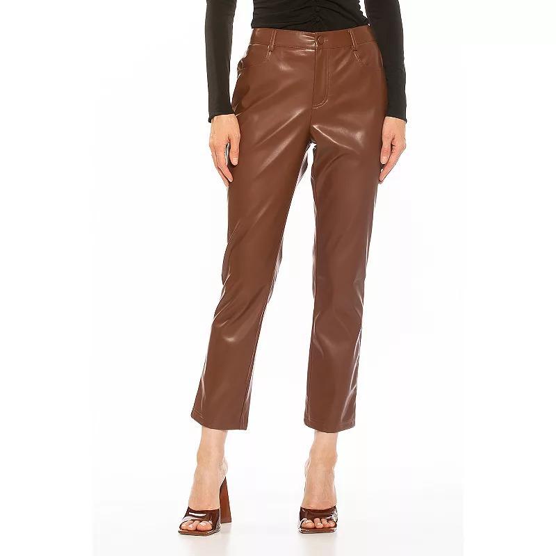 Womens ALEXIA ADMOR Mila Mid Rise Slim Fit Faux Leather Pants product image