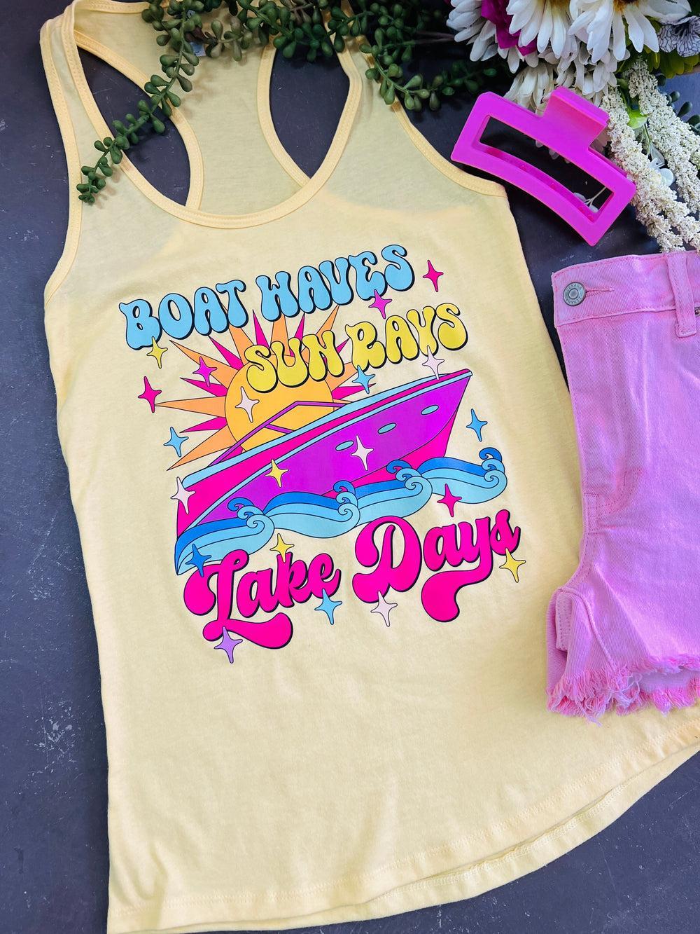 Boat Waves Lake Days Yellow Racer Back Tank* Product Image