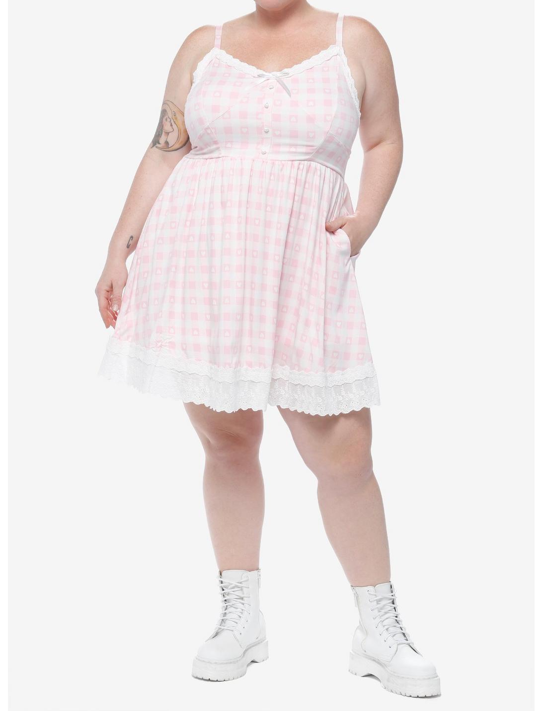 Sweet Society Pink Gingham Heart Dress Plus Size Product Image