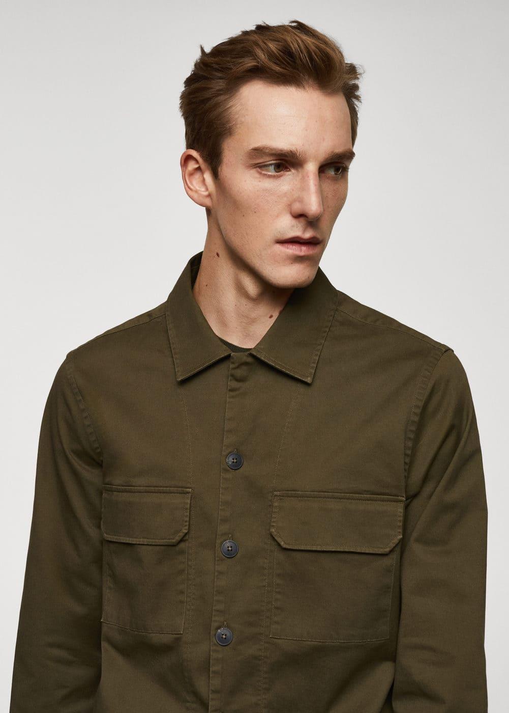 MANGO MAN - Stretch cotton overshirt with pockets khakiMen Product Image