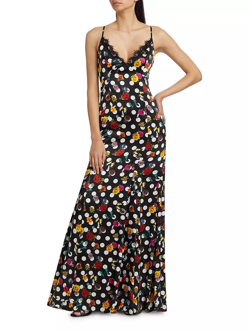 Zanna Polka Dot Lace-Trim Gown Product Image