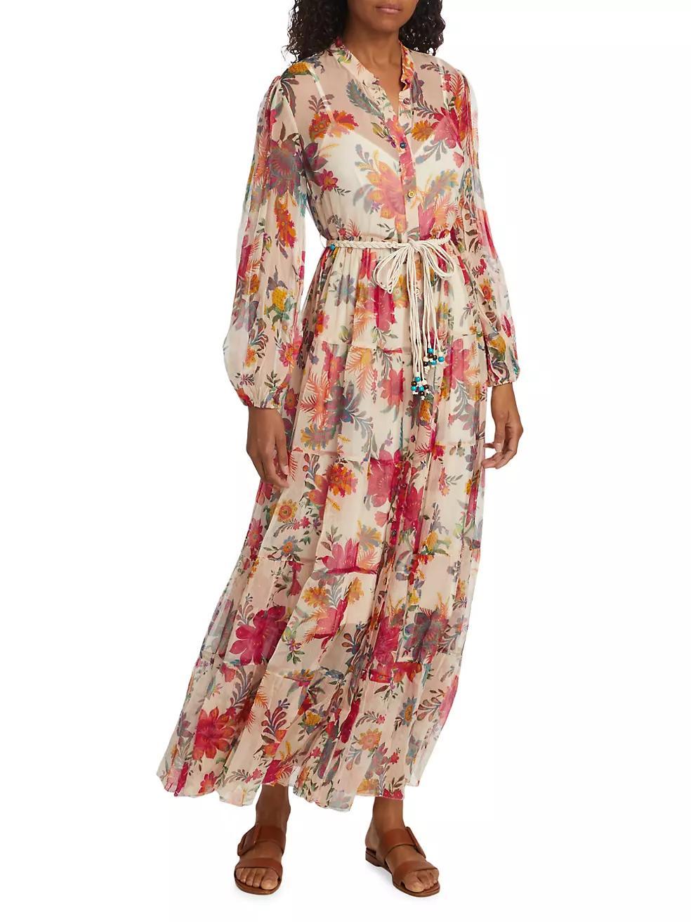 Ginger Tiered Silk Maxi Dress Product Image