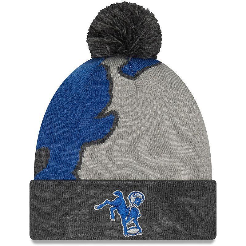 Mens New Era Graphite Indianapolis Colts Logo Whiz Redux Cuffed Knit Hat Product Image