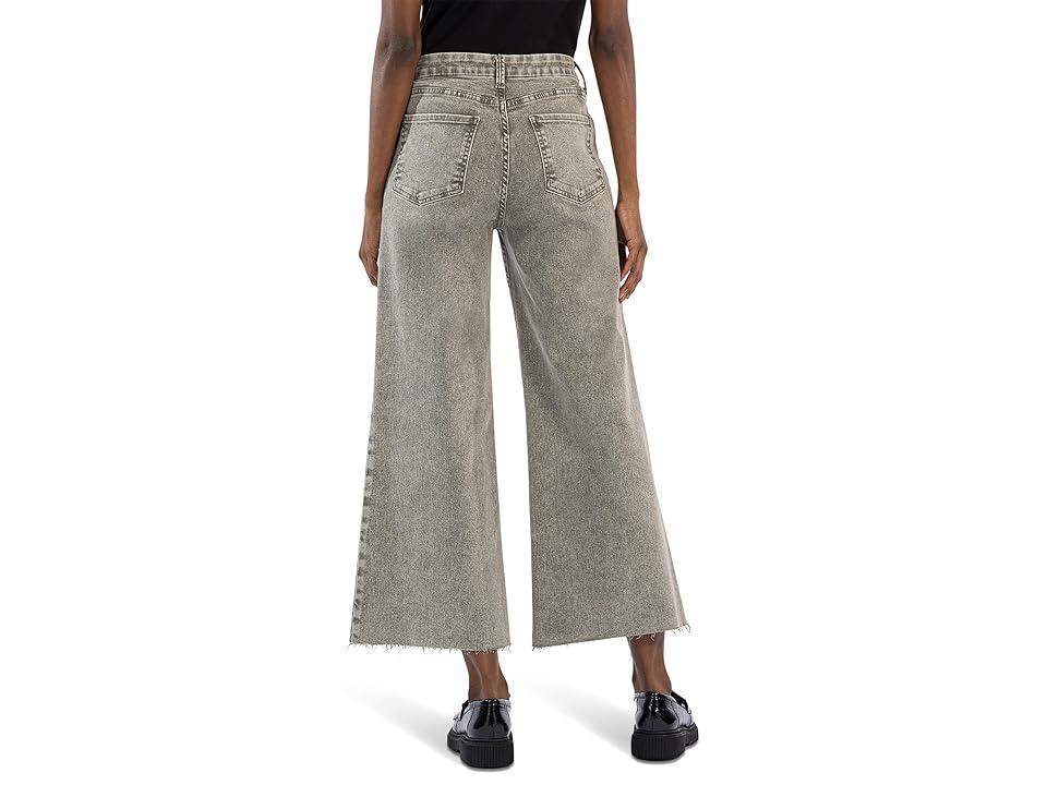 KUT from the Kloth Petite Meg High Rise Fab Ab Wide Leg Raw Hem (Sage ) Women's Jeans Product Image