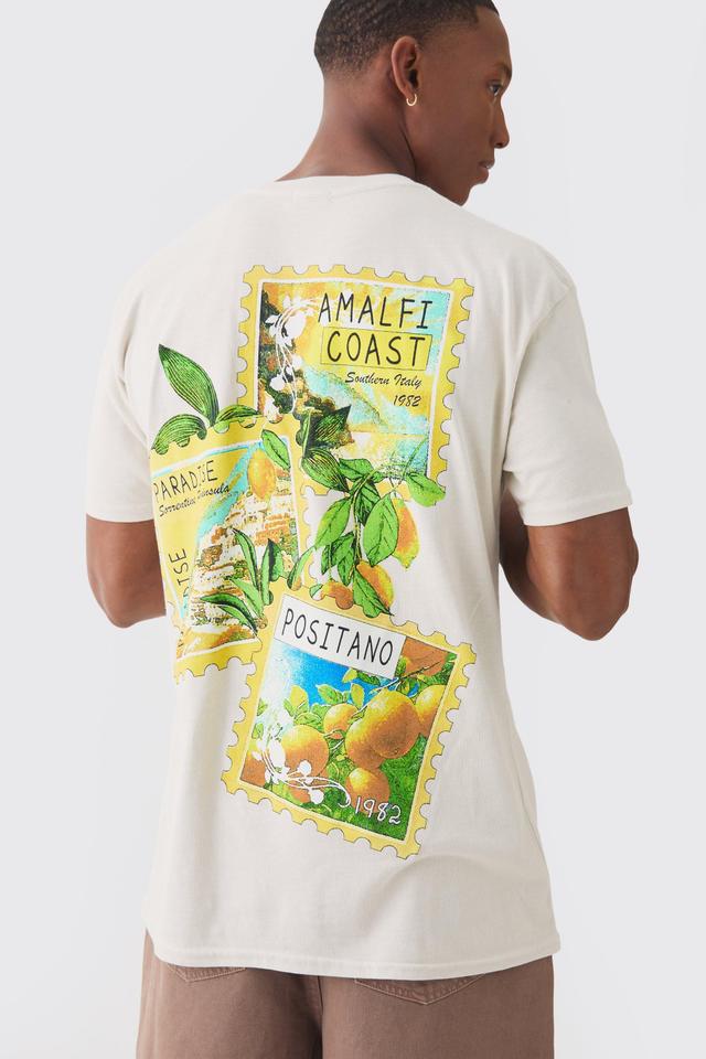 Postcard Travel Wash Print T-shirt | boohooMAN USA Product Image