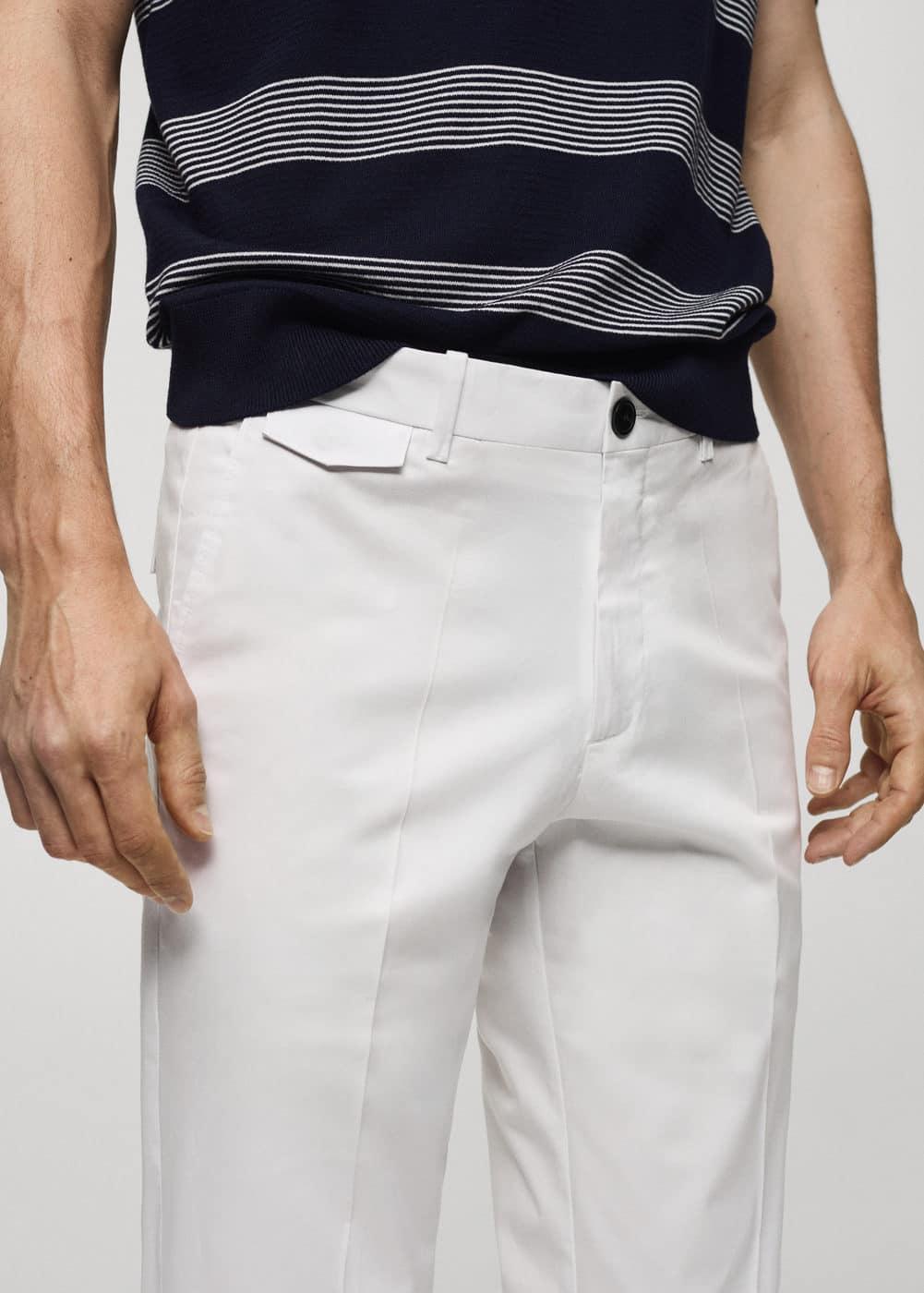 MANGO MAN - Regular fit structure cotton trousers off whiteMen Product Image