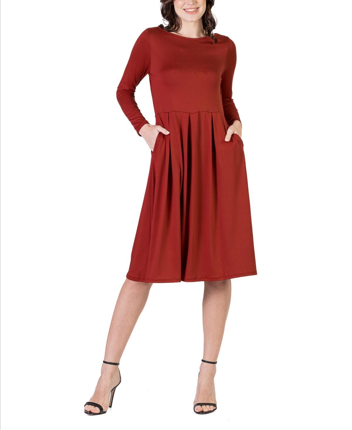 Womens Midi Length Fit and Flare Dress Product Image