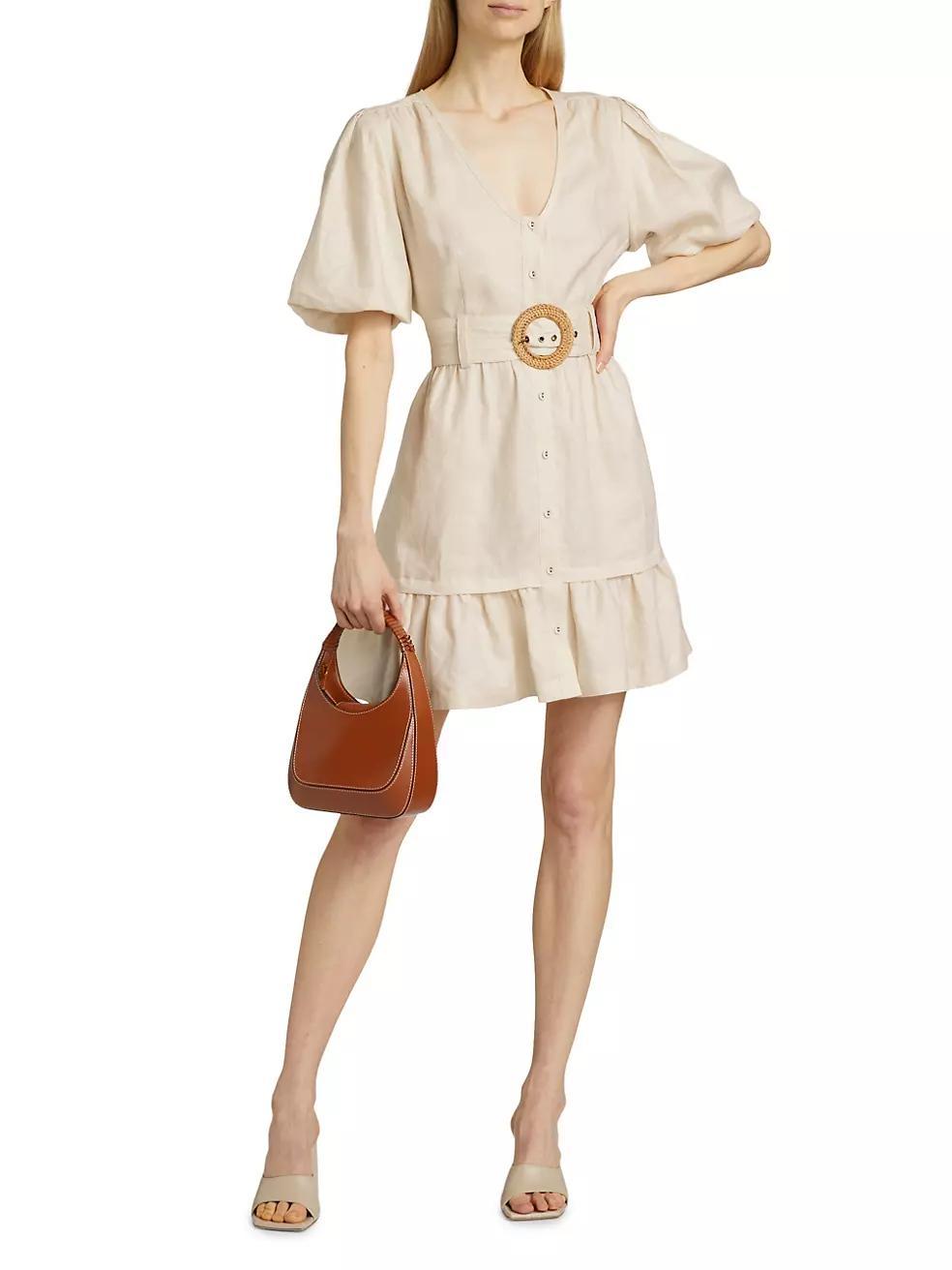 Gwyneth Tie-Waist Linen Minidress Product Image