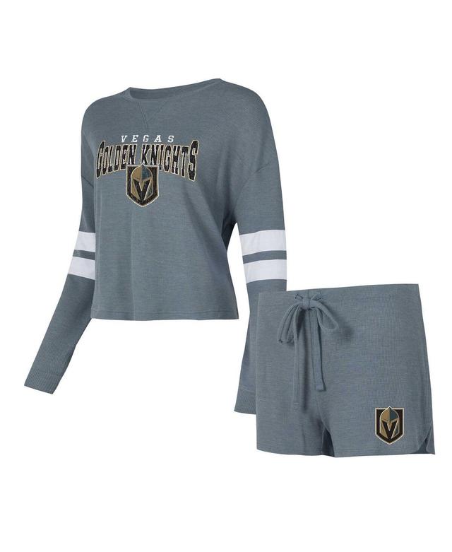 Womens Concepts Sport Charcoal Vegas Golden Knights MeadowLong Sleeve T-Shirt & Shorts Sleep Set Product Image