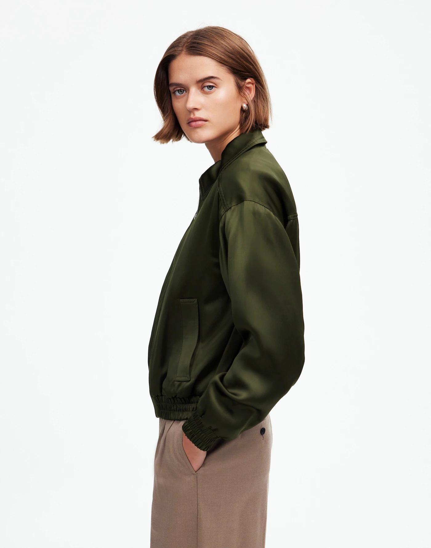 Relaxed Zip-Front Bomber Jacket Product Image