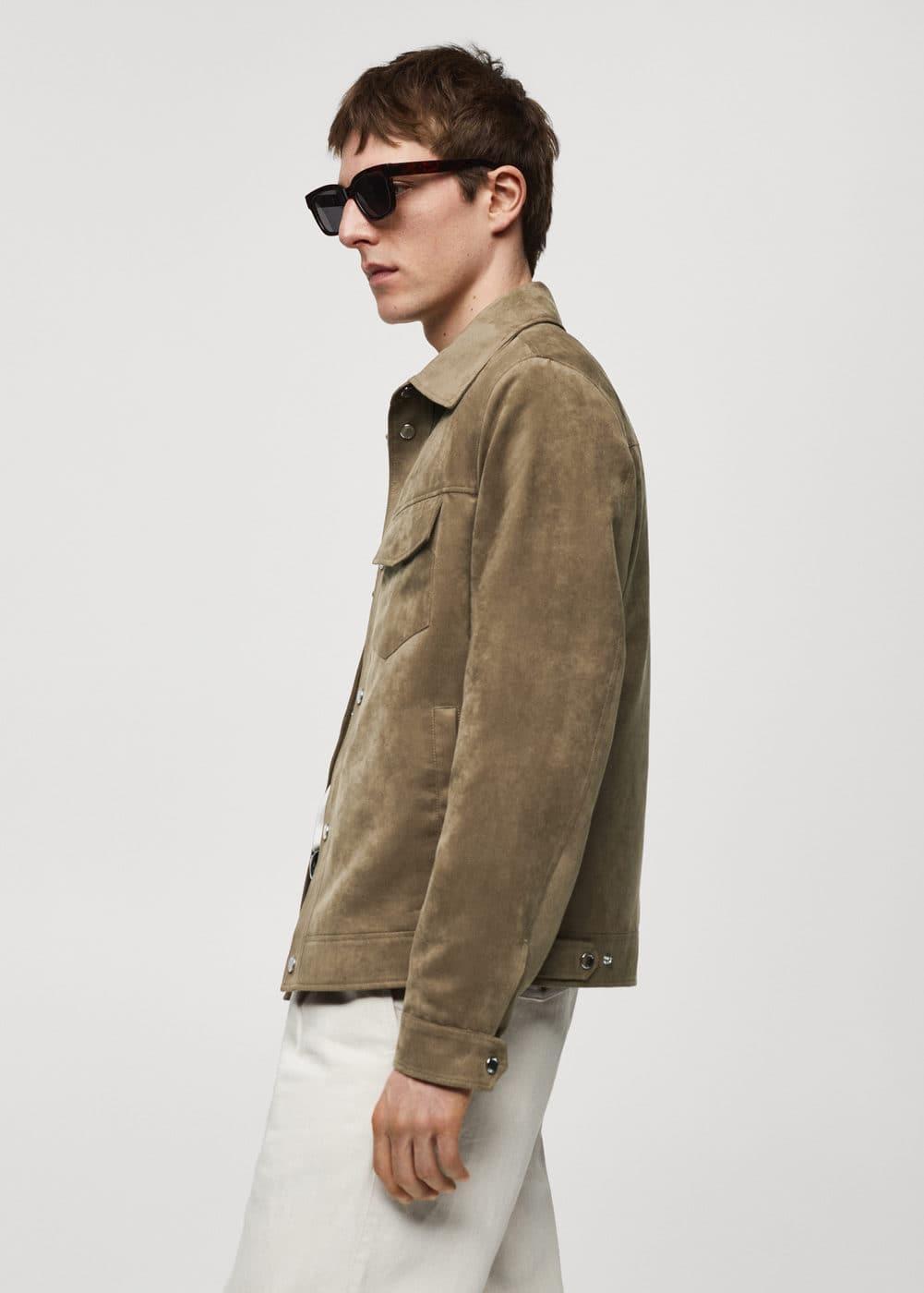 MANGO MAN - Suede-effect jacket with pockets khakiMen Product Image