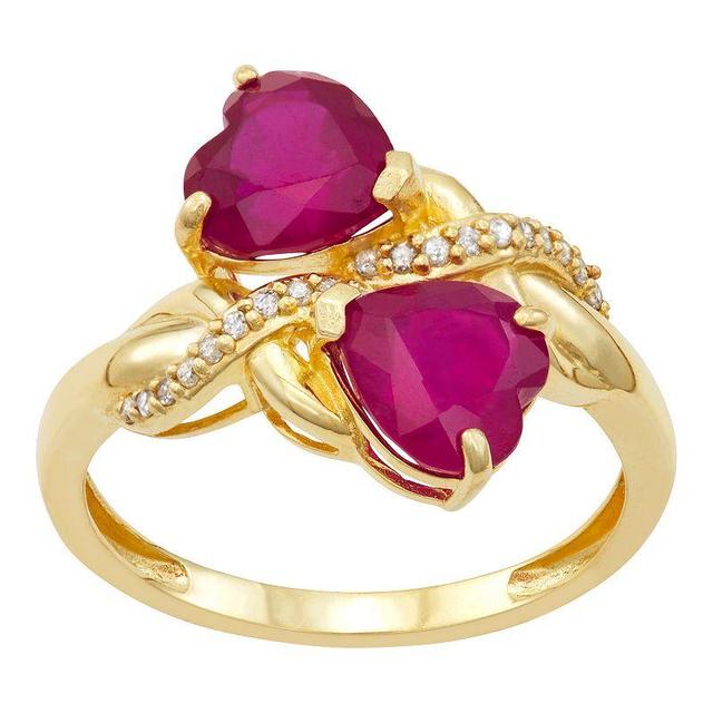 Tiara 10k Gold Ruby and Diamond Ring, Womens Product Image