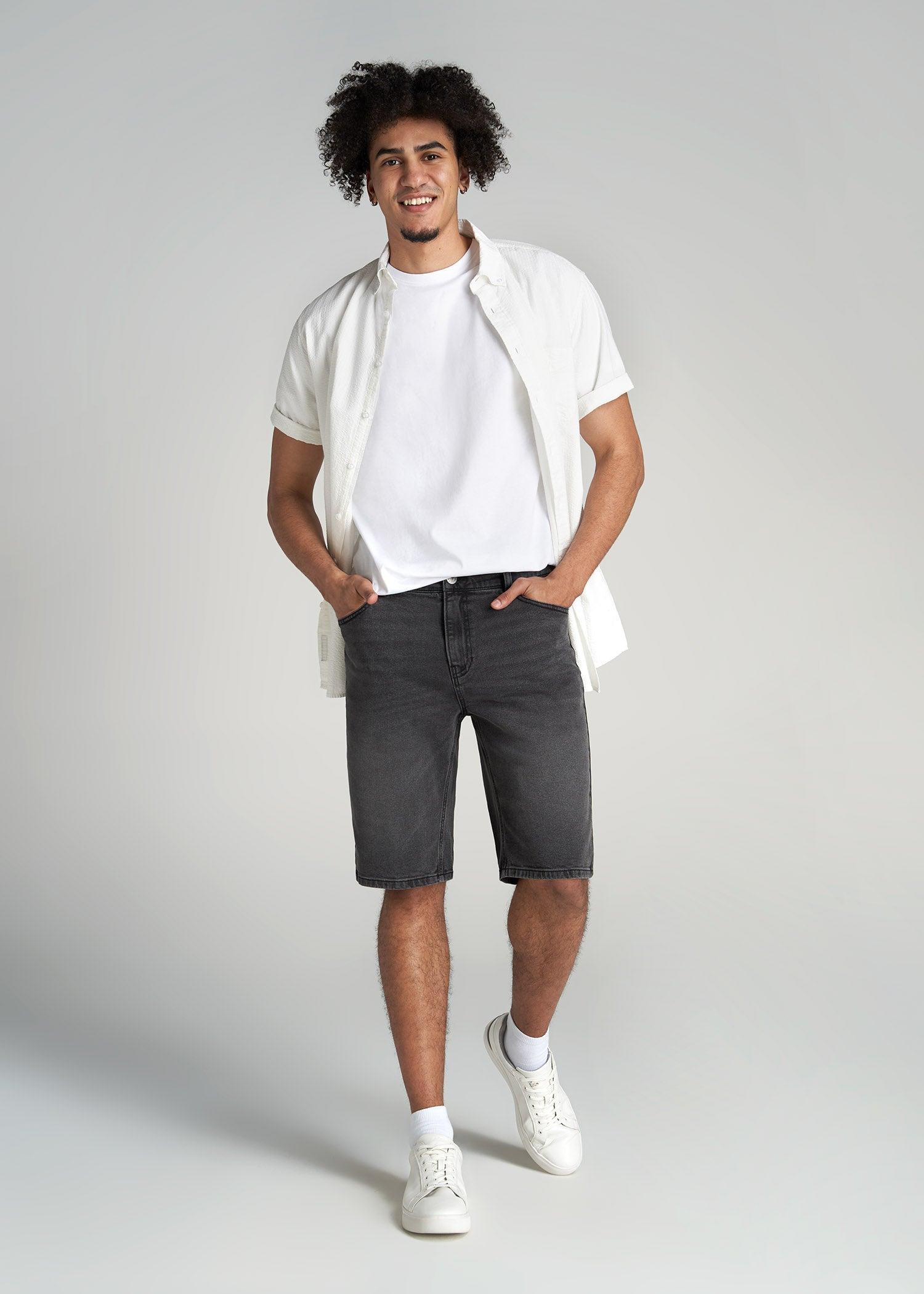 Denim Shorts for Tall Men in Vintage Faded Black Product Image