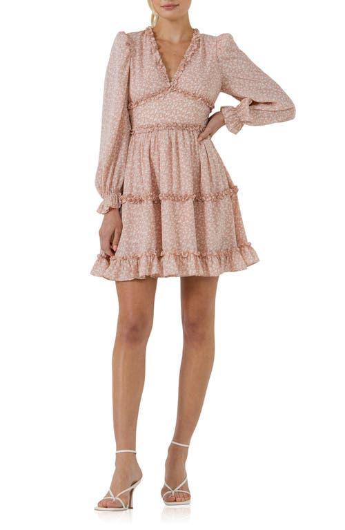 Free the Roses Floral Long Sleeve Ruffle Minidress product image