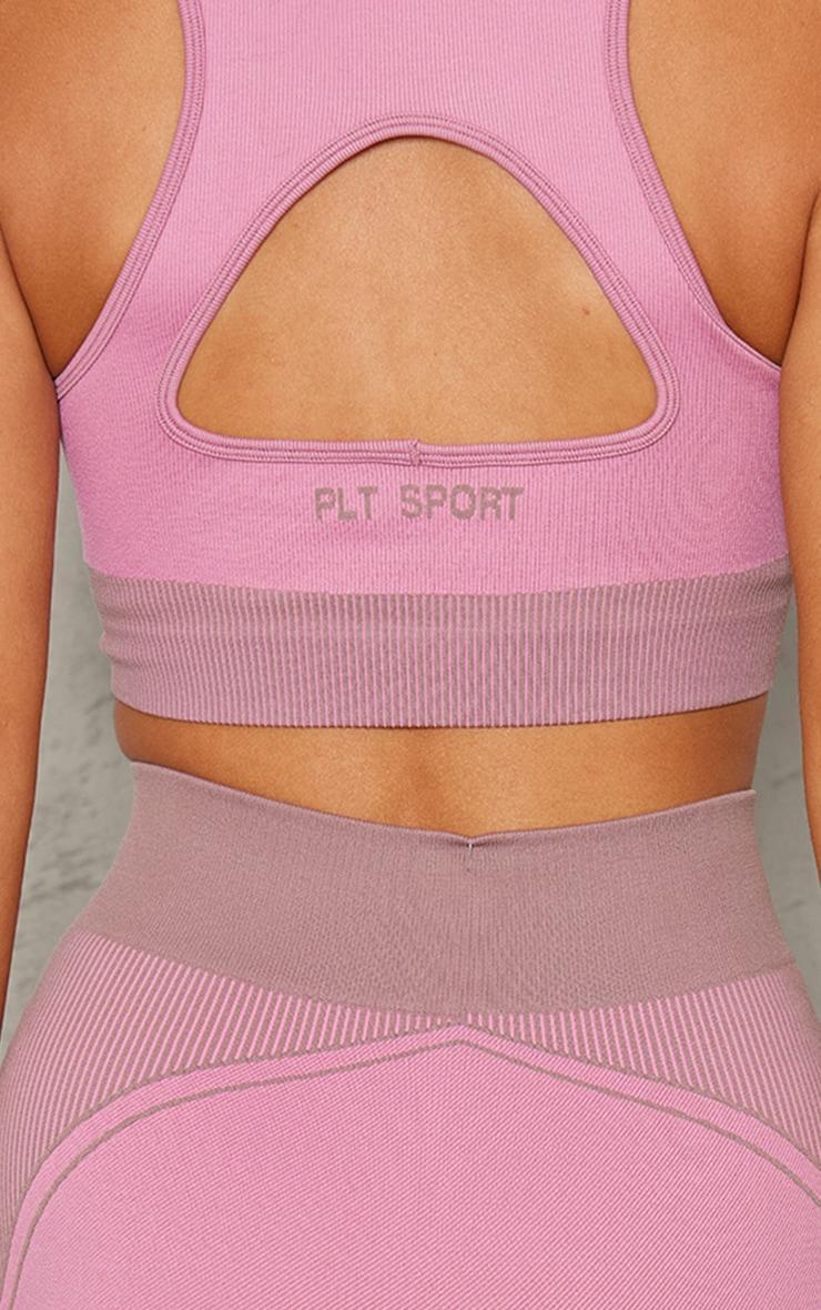 PLT SPORT Dark Mauve Jacquard Seamless Open Back Racer Neck Top Product Image